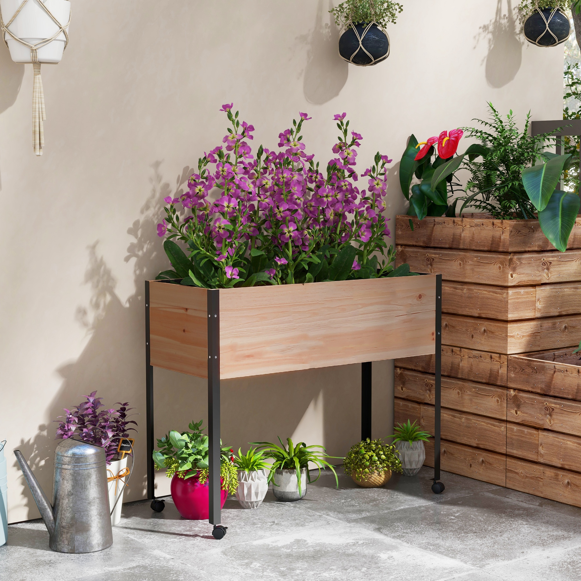 Mesa de cultivo Outsunny em madeira natural