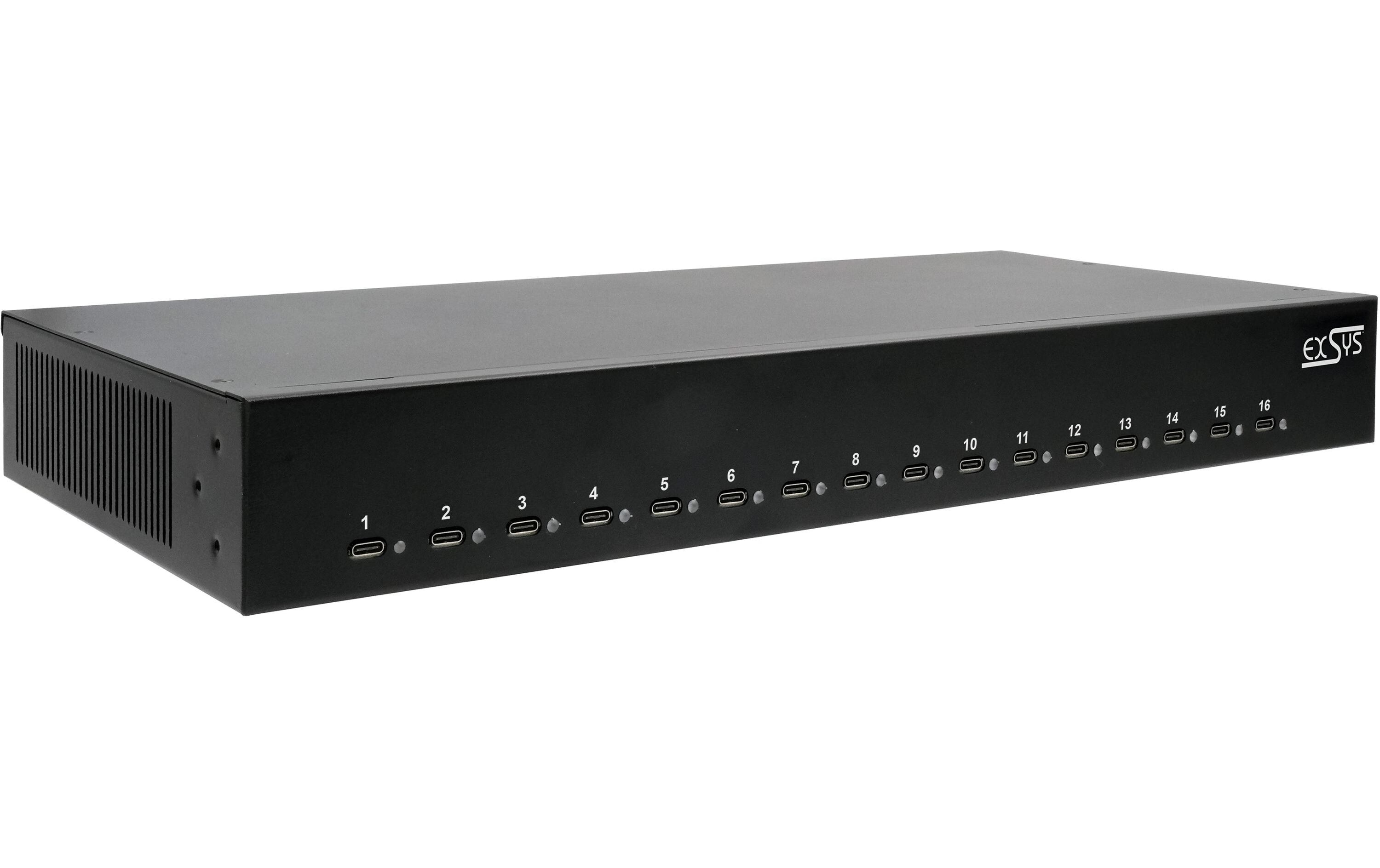 Ladestation EX-11017 Schwarz<br>High Power Ladestation mit 16 USB-C Anschlüssen