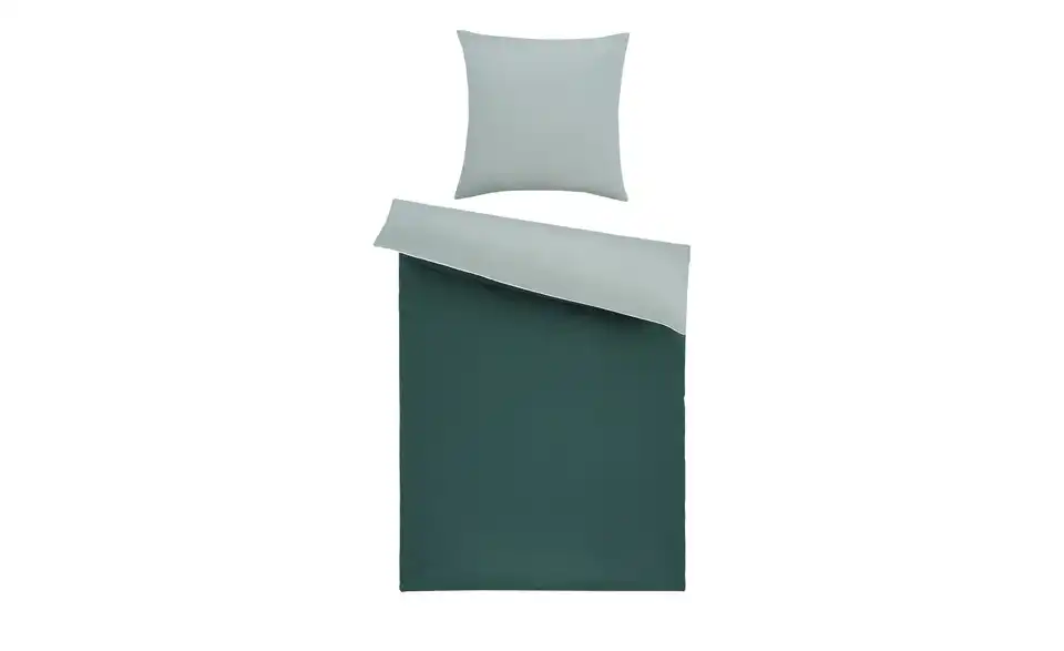 como Satin Wende-Bettwäsche Satin Piping Grün 135x200 cm, 80x80 cm