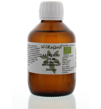 De Cruydhof Lijnzaadolie Koudgeperst Bio (200 ml)
