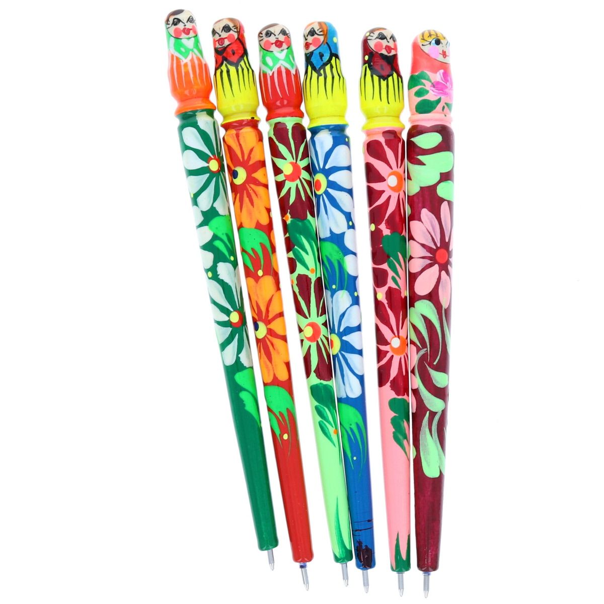 Stylo matriochka en bois peint Petit toi