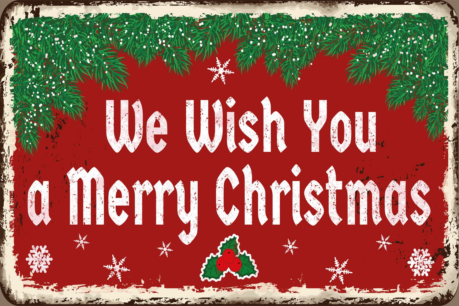 queence Metallbild »We Wish You a Merry Christmas« Schneeflocken | Schriftzug | Schriftzüge | Sprüche | Sprüche & Texte | Weihnachten 1 Stk. tlg. Stahlschilder
