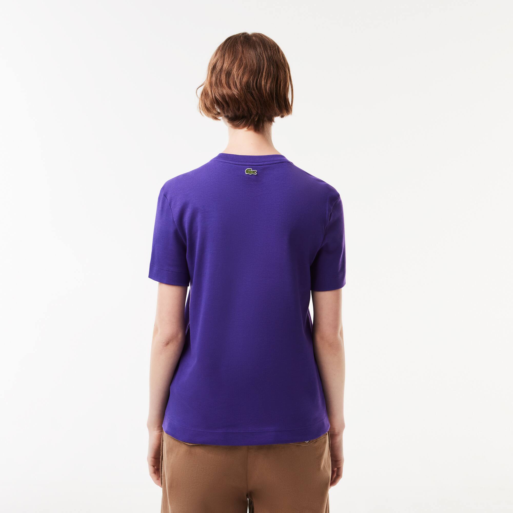 T-shirt avec crocodile en relief sur la poitrine T-Shirts - Violet - Lacoste - Femme