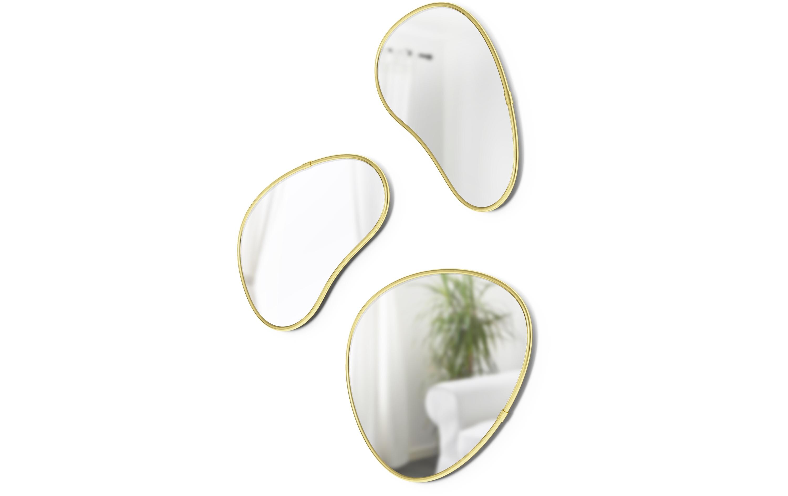 Spiegel Hubba Pebble 3er Set, GoldModernes Wandspiegel-Set