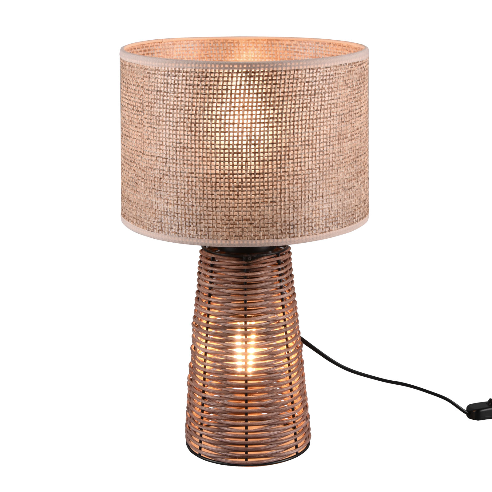 Tischleuchte - braun - Rattan - 2-flammig