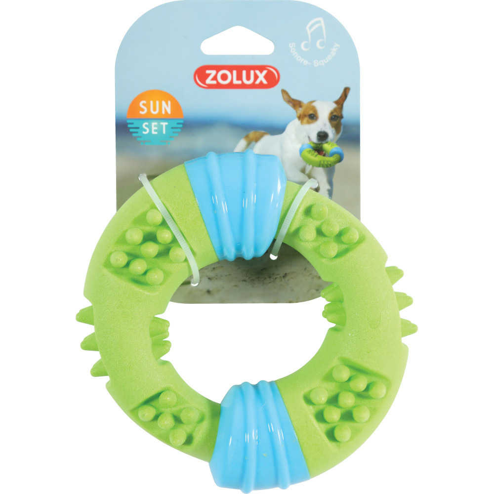 Jouet anneau sunset 15 cm vert pour chien