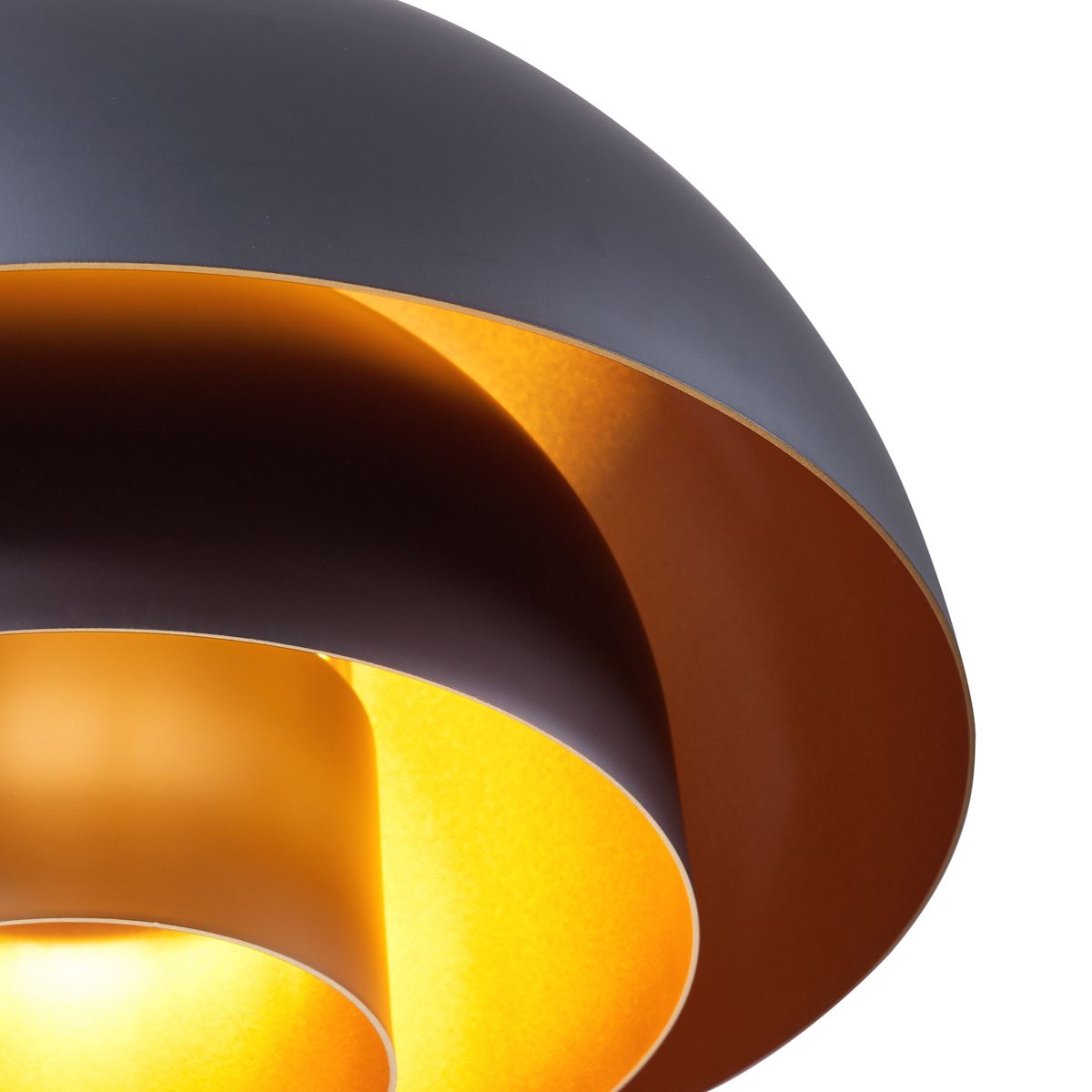 Moderne hanglamp zwart met gouden binnenkant - Loes