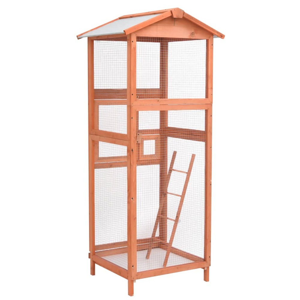 Cage à oiseaux 68x62x166 cm bois de sapin massif