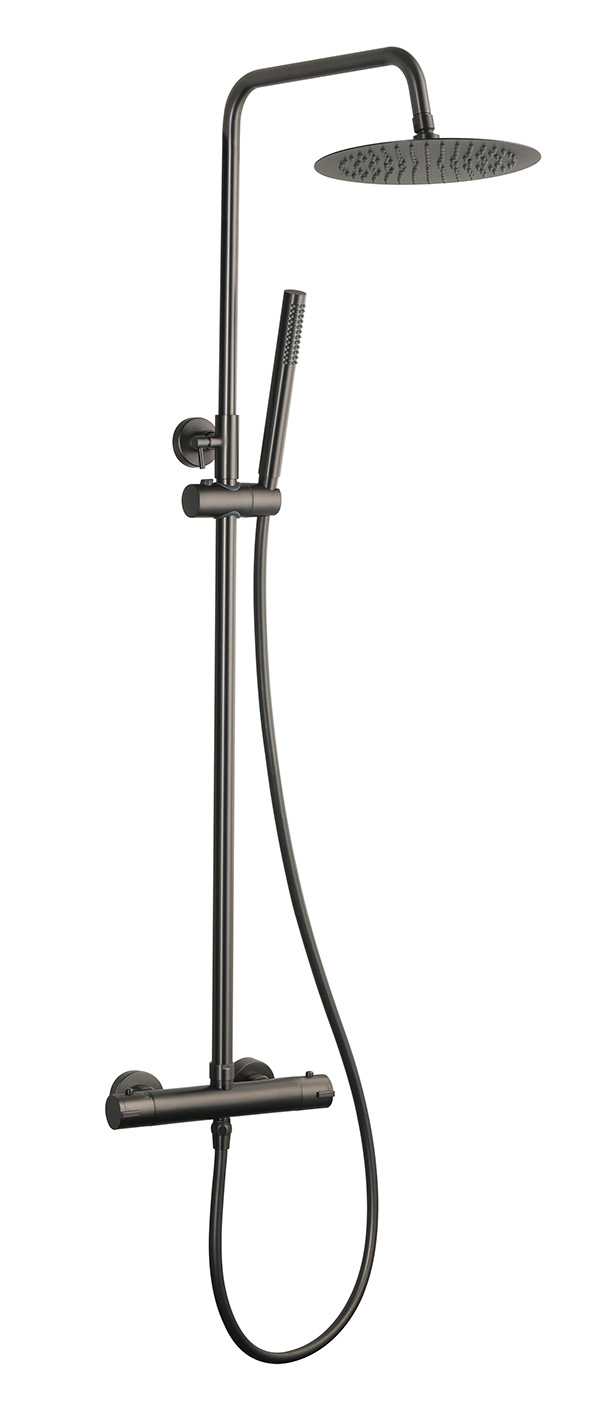 Mueller Ferro thermostatische opbouw regendoucheset 25cm gunmetal