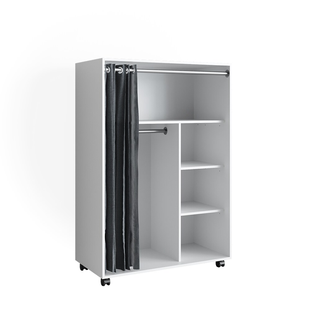 Vicco mobiler Kinderkleiderschrank Dielenschrank Garderobe Doros Weiß modern 100 x 147 cm offen rollbar