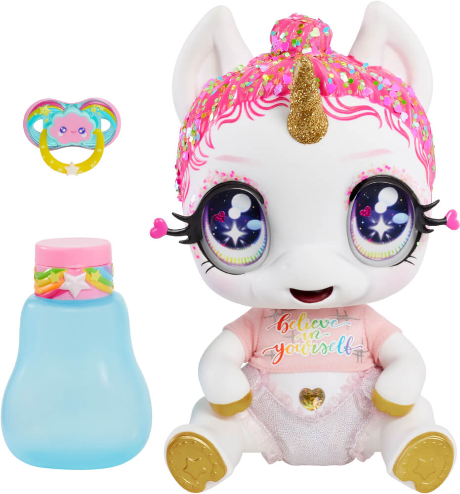 Glitter Babyz Unicorn Doll- White Rainbow  (Lunita Sky)