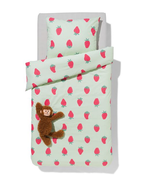 housse de couette coton doux enfant 140x200 fraises