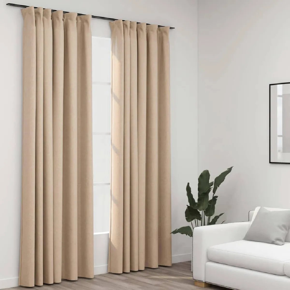 vidaXL Rideaux Occultants Aspect Lin - Beige - 140x225 cm
