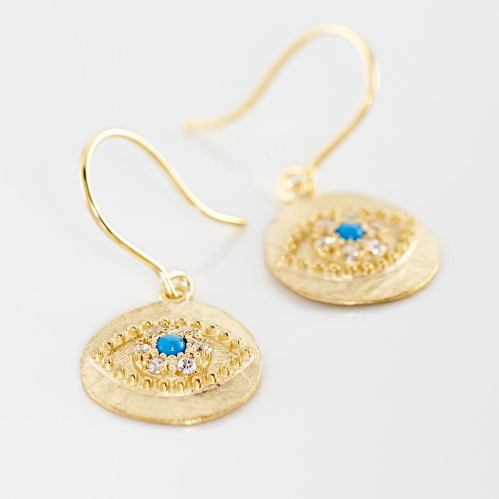 Boucles D'oreilles Pendantes Firmine Or Jaune Oxyde De Zirconium