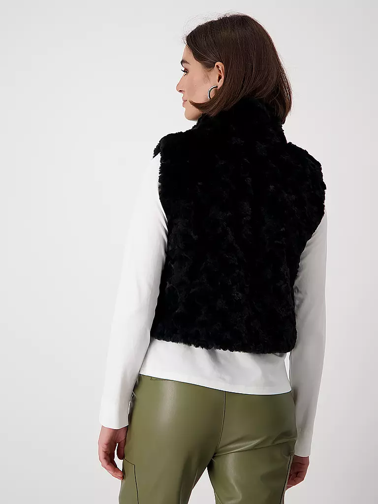 MONARI Gilet in Felloptik schwarz