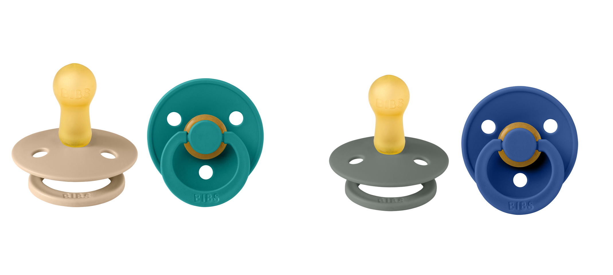 BIBS - Pacifier Colour 2 PAK - Taupe/Scuba & Pine/Cornflower - Str 2
