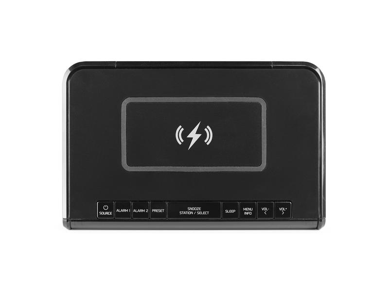 Audizio Radiowecker Cuneo Schwarz DAB -Radiowecker mit kabelloser Aufladung