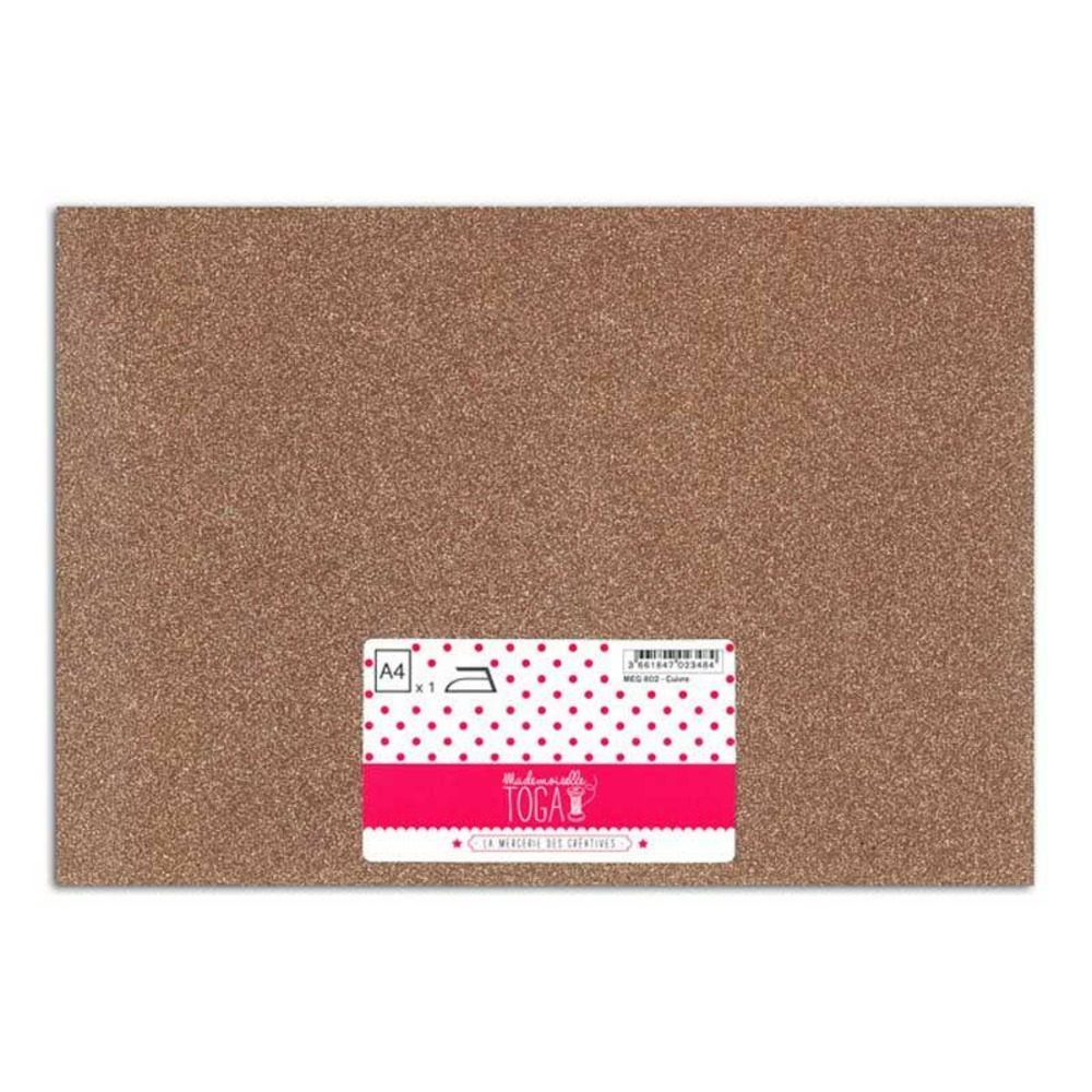 Flex thermocollant à paillettes - cuivre - 30 x 21 cm