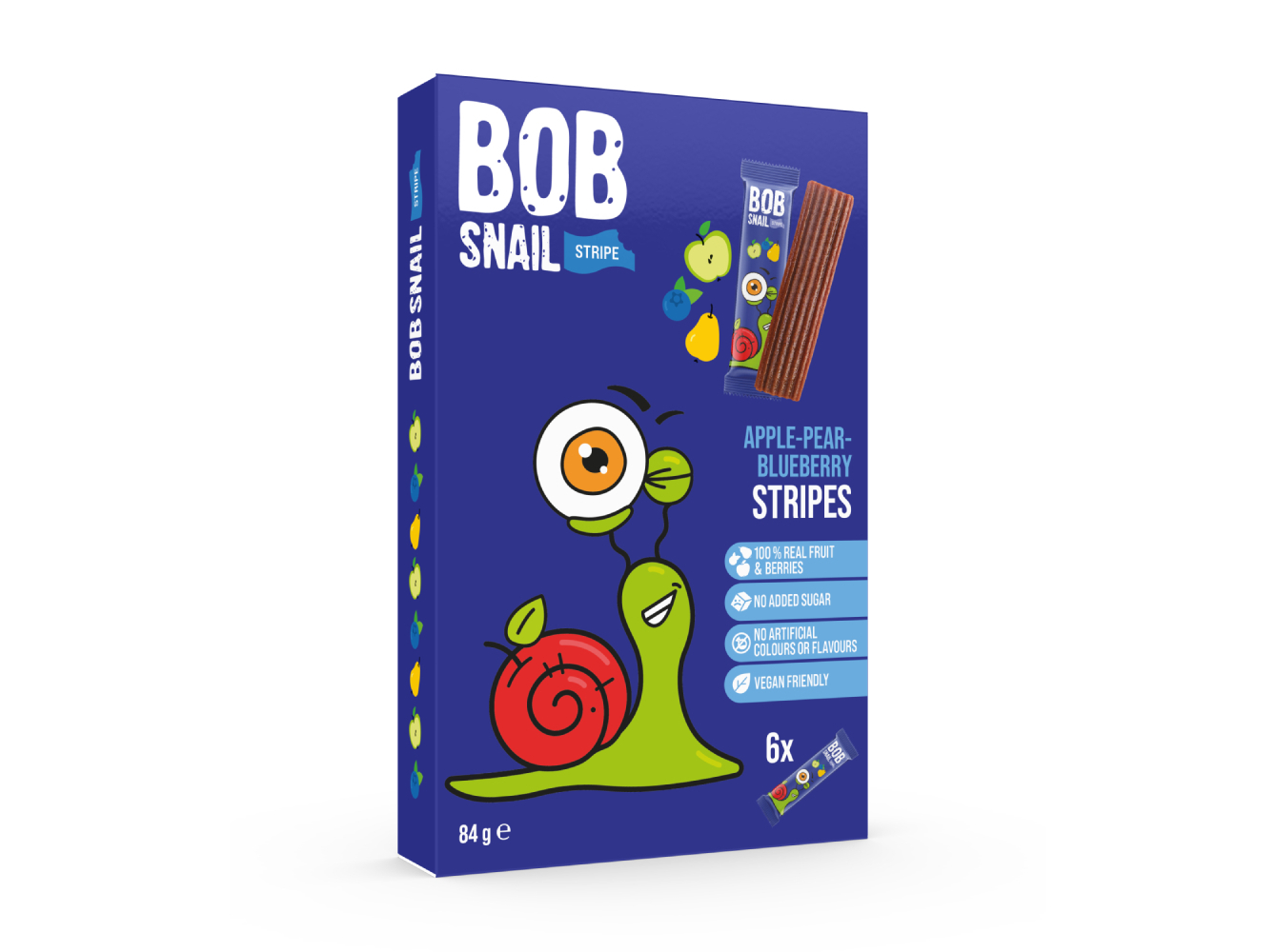 TIRAS DE FRUTA BOB SNAIL MAÇÃ PERA E MIRTILO 84 G