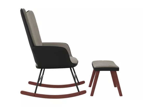 Chaise à bascule avec repose-pied Gris clair Velours et PVC