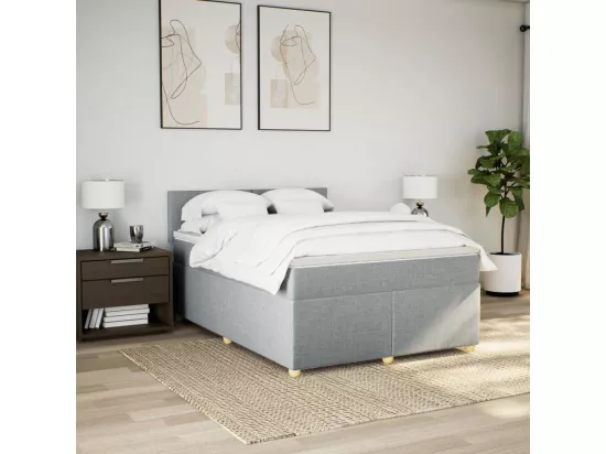 Sommier à lattes de lit avec matelas Gris clair 140x190cm Tissu