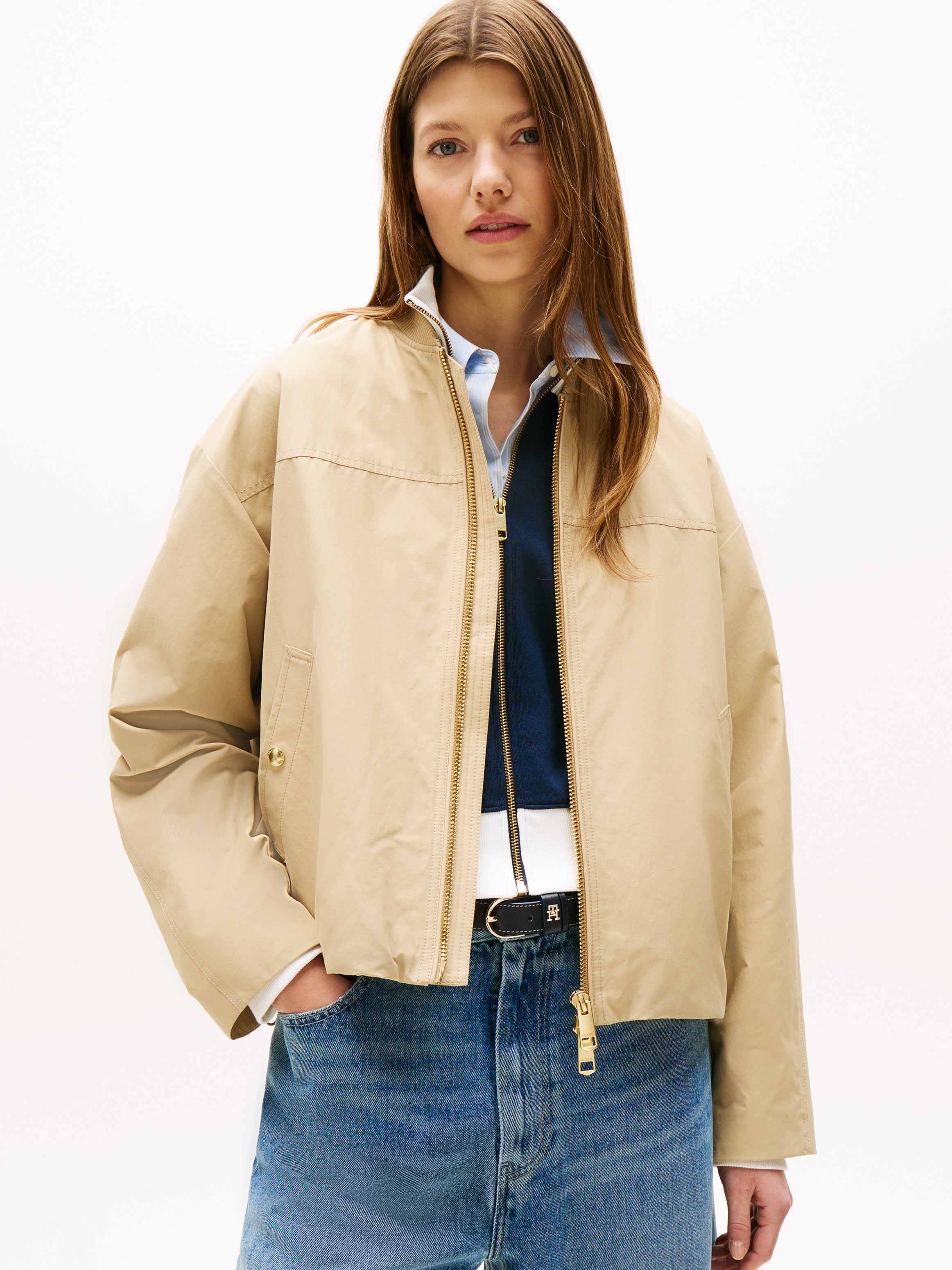 Tommy Hilfiger Bomberjacke »COTTON NYLON REG BOMBER« ohne Kapuze