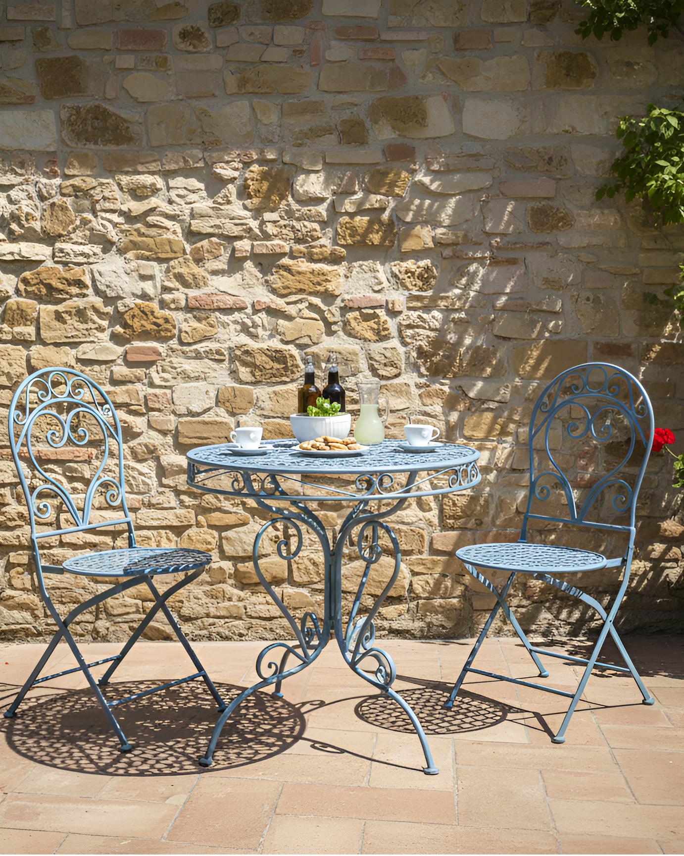 Set van 2 tuinstoelen ALBINIA Metaal Blauw