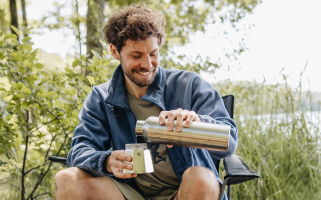 Camplife Edelstahl Isolierflasche mit Bambusdeckel
