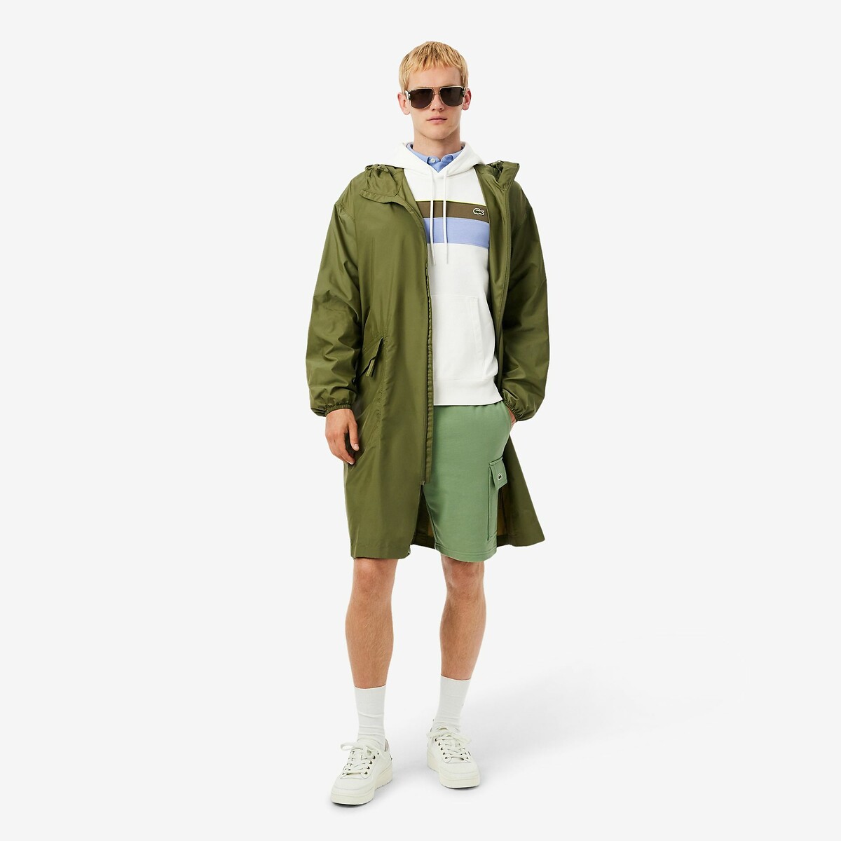 LACOSTE<br>Moletom com capuz e blocos de cor