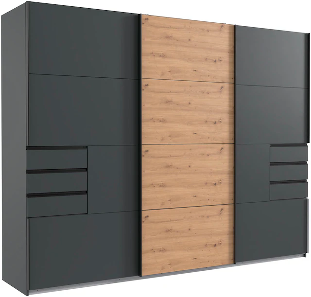 Wimex Schwebetürenschrank »Saigon, mit kompletter Innenausstattung, Made in Germany« Kleiderschrank 3-türig, 270cm breit, mit 6 praktischen Aussenschubladen