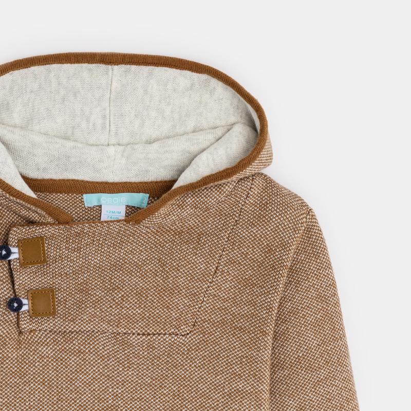 Pull col boutonné à capuche Marron