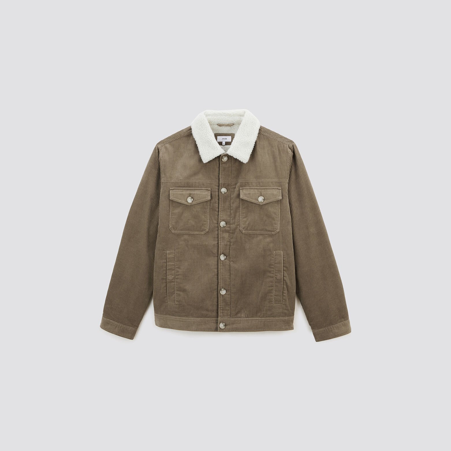 Blouson velours col chemise Beige
