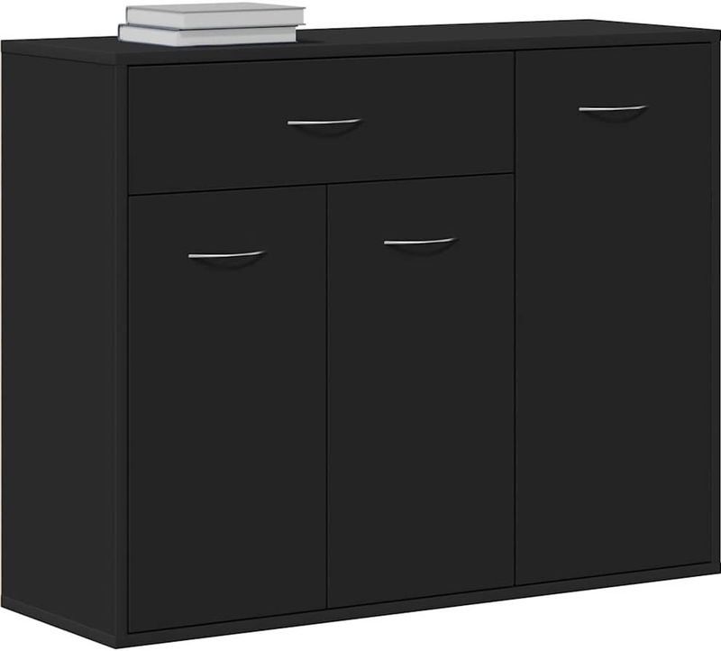vidaXL - Dressoir - Zwart - Bewerkt Hout - 1 Lade 3 Deuren