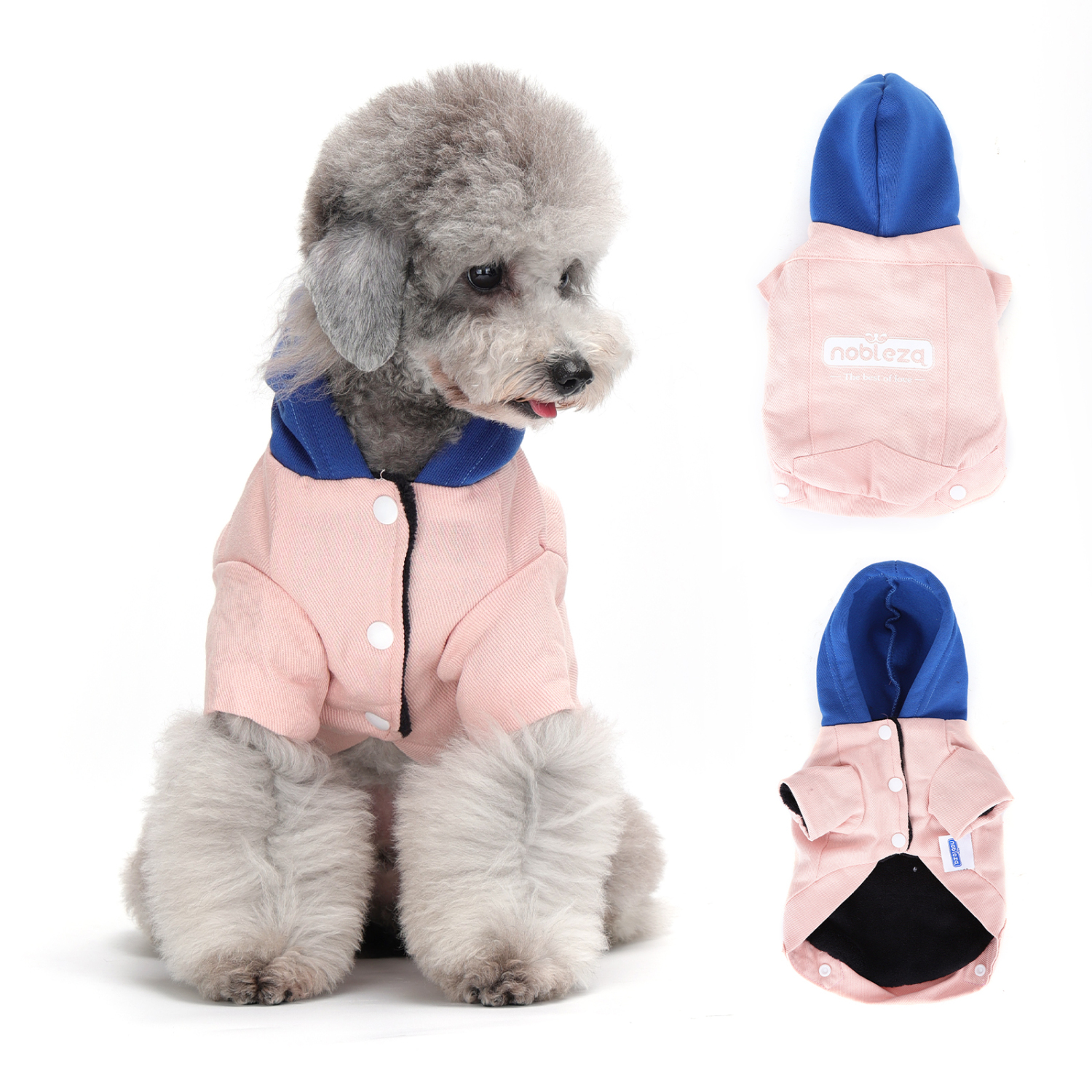 Casaco com capuz Nobleza para cães pequenos, roupa de inverno para cães e gatos, rosa.