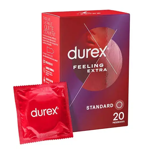 Camisinhas Durex Feeling Extra - 20 Camisinhas Finas e Extra Lubrificadas