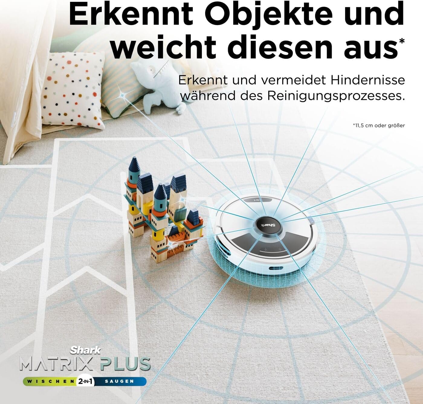 Shark Matrix Plus 2-in-1 Wisch- & Saugroboter mit LiDAR-Home Mapping, Matrix- & Kantenreinigung, für Teppich, Hartböden & Tierhaare, Selbstaufladend, Anti-Allergen, Weiß RV2620WDEUWH