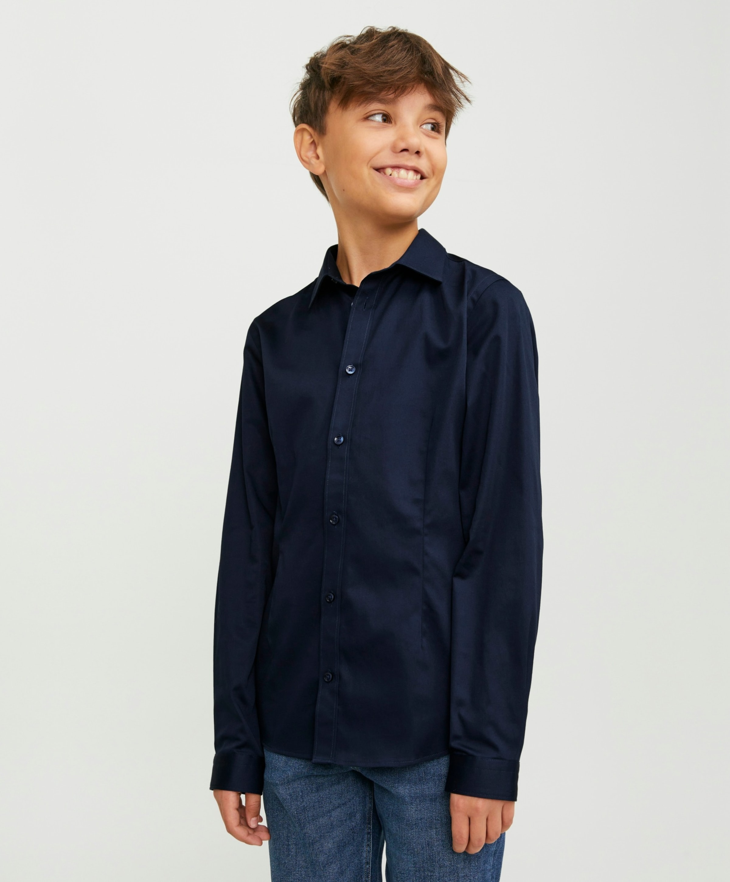 Jack & Jones Jongens overhemd lange mouw blauw
