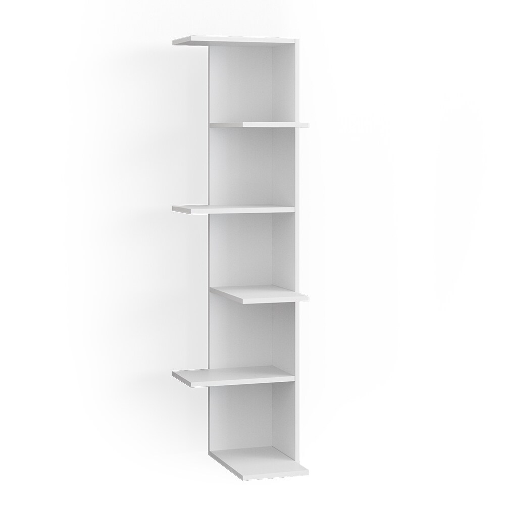 Vicco Bücherregal Standregal Eckregal Tera weiß 6 Etagen Wandregal Nischenregal