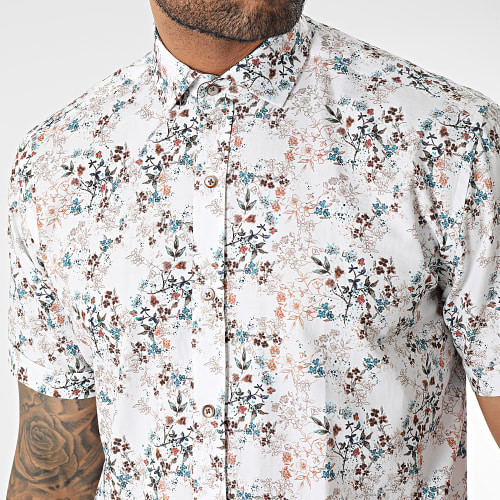 Chemise Manches Courtes Blanc Floral