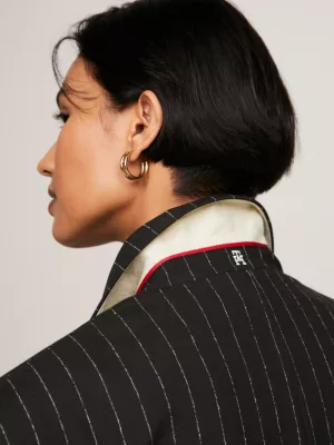 Blazer listrado oversized estilo preppy