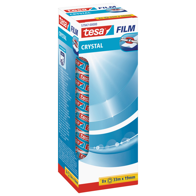 Tesa Klebeband Crystal, 8 Stück, 19 mm x 33 m