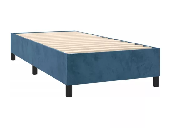 Sommier tapissier et matelas et LED Bleu foncé 90x190cm Velours