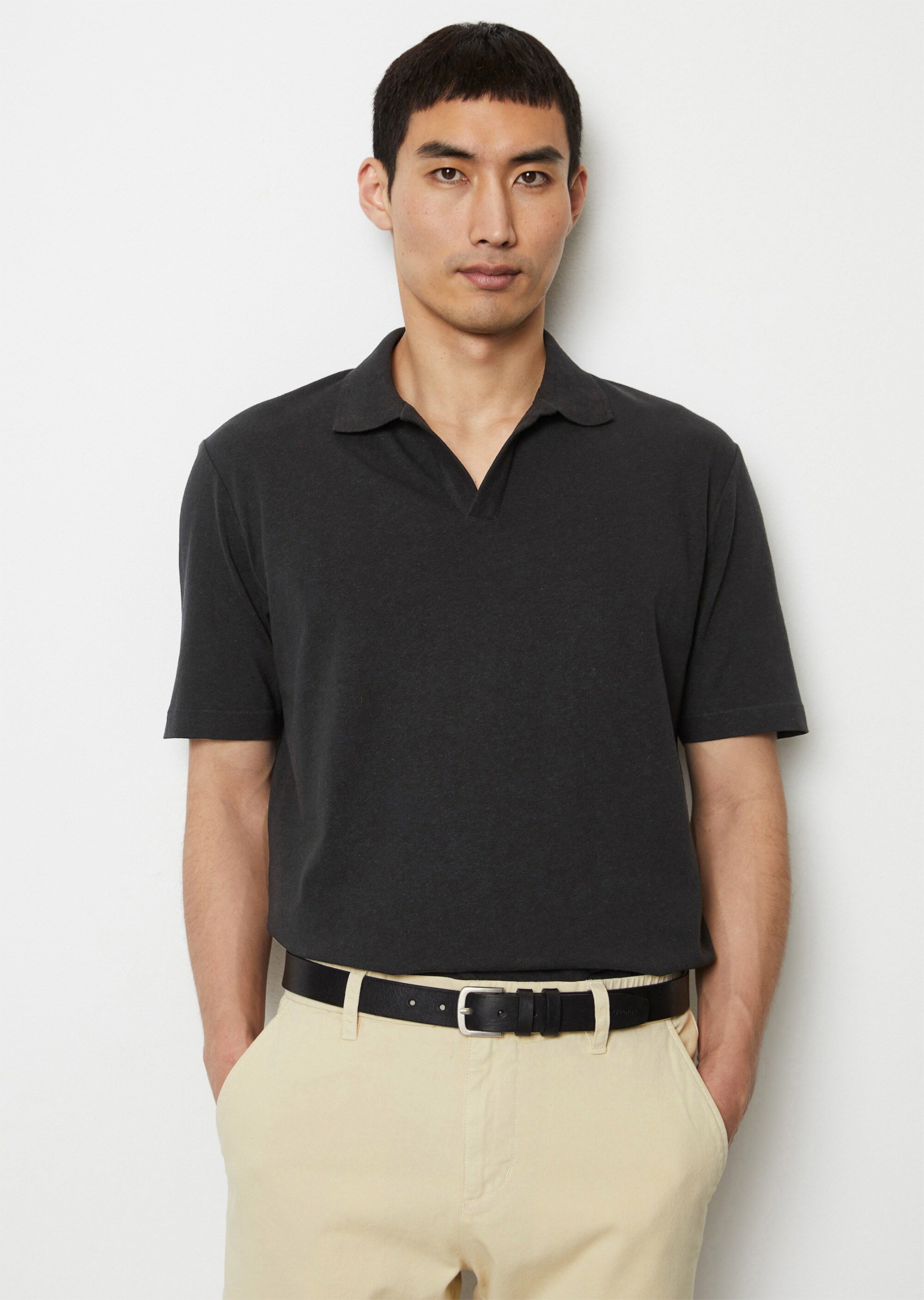 Poloshirt Jersey regular aus Bio-Baumwolle und Leinen