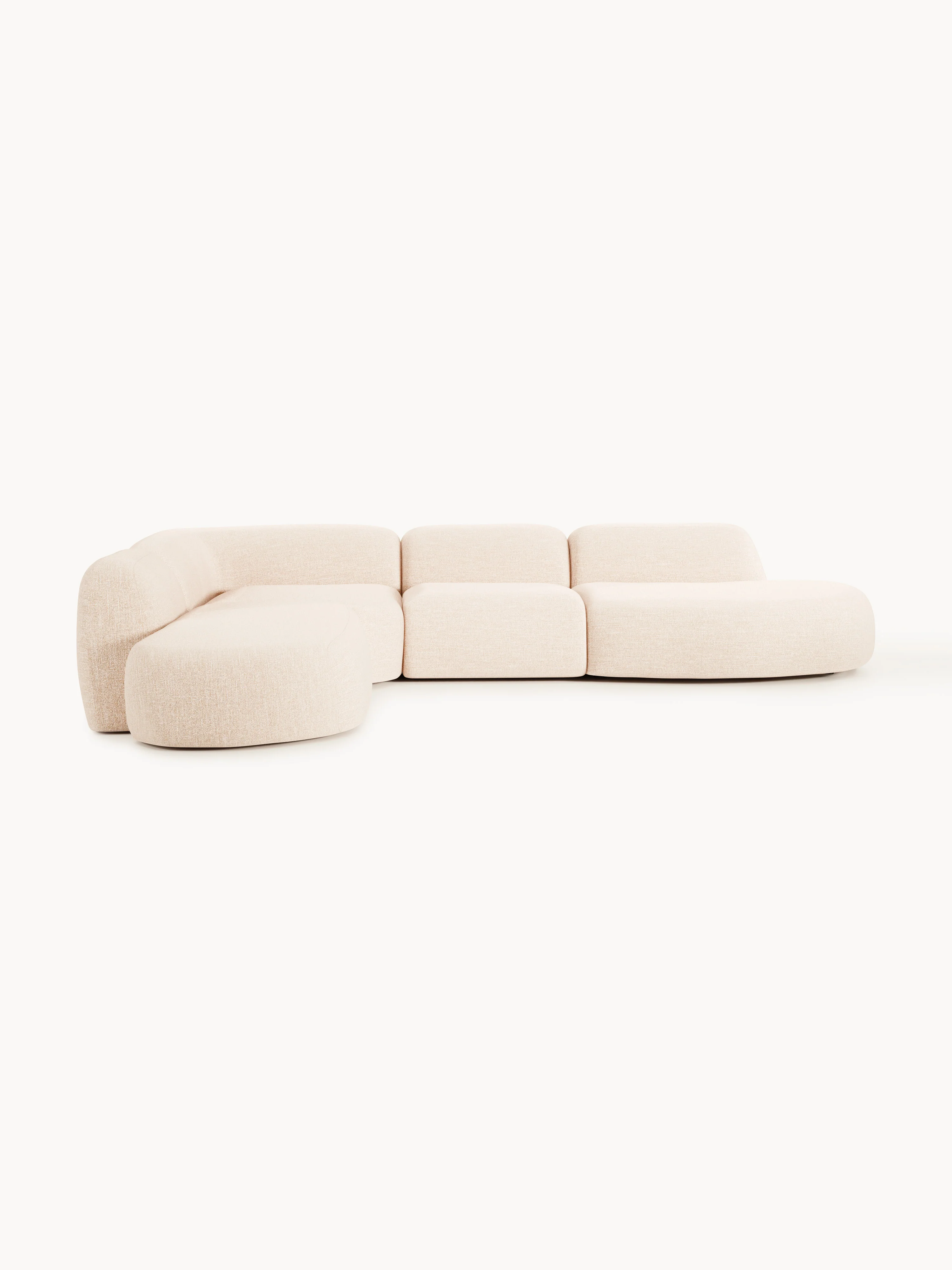Modulaire bouclé XL hoekbank Wolke met chaise longue