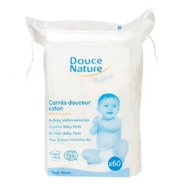 Douce Nature Maxi Macio Algodão Orgânico Quadrados para Bebê x 60