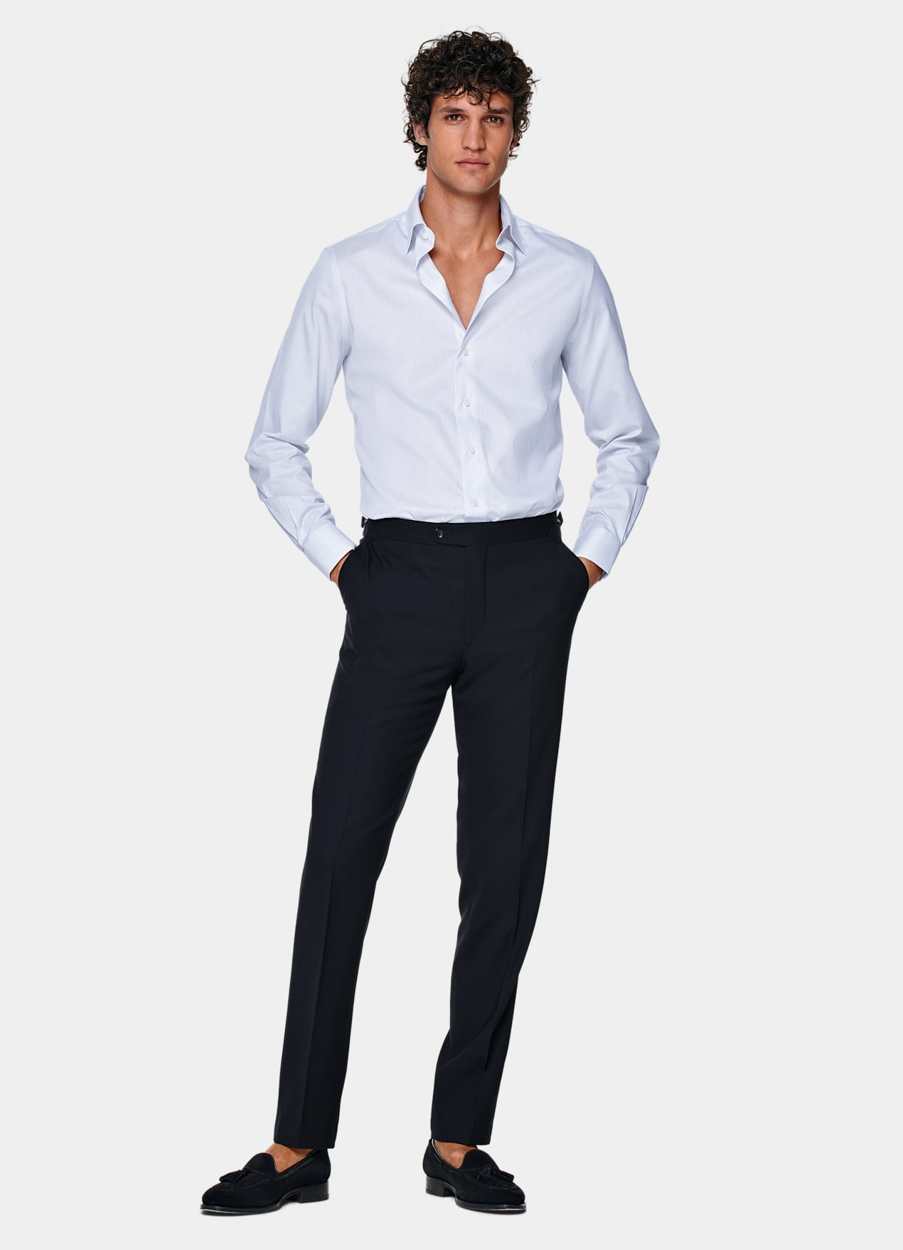 Chemise coupe ajustée en twill blanche à rayures