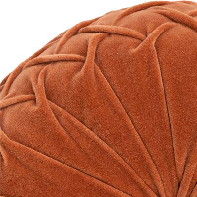 Coussin rond en velours plissé