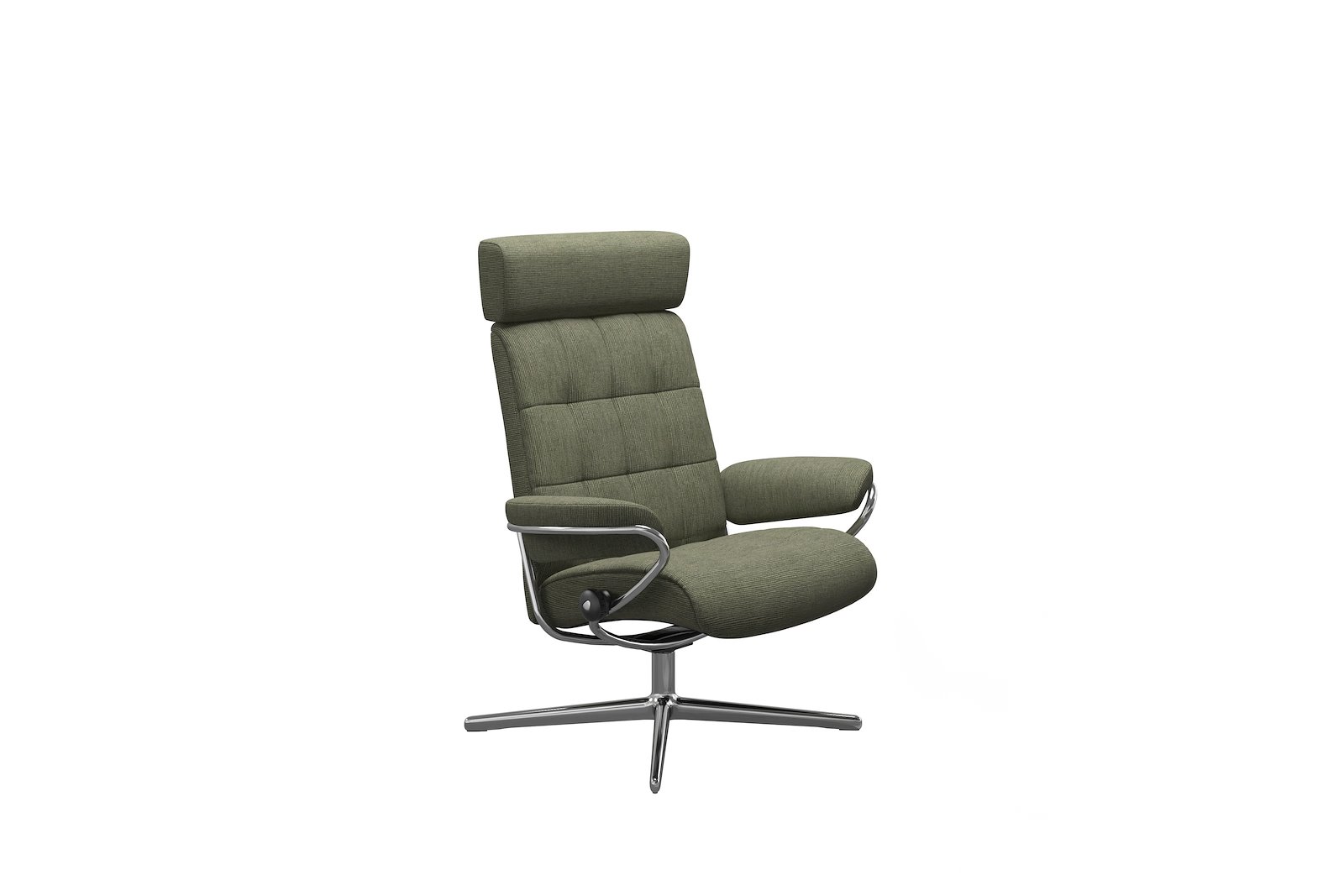 London lenestol Tekstil Jasmine Dark Green - Cross - Chrome