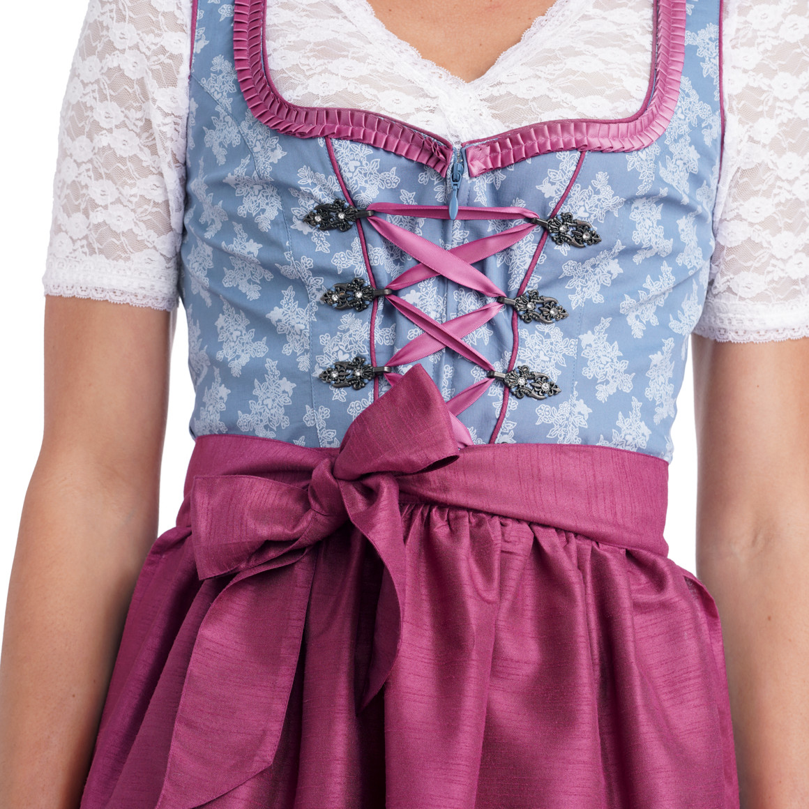 Gina Benotti Damen Dirndl mit floralem Muster blau / dunkelrosa