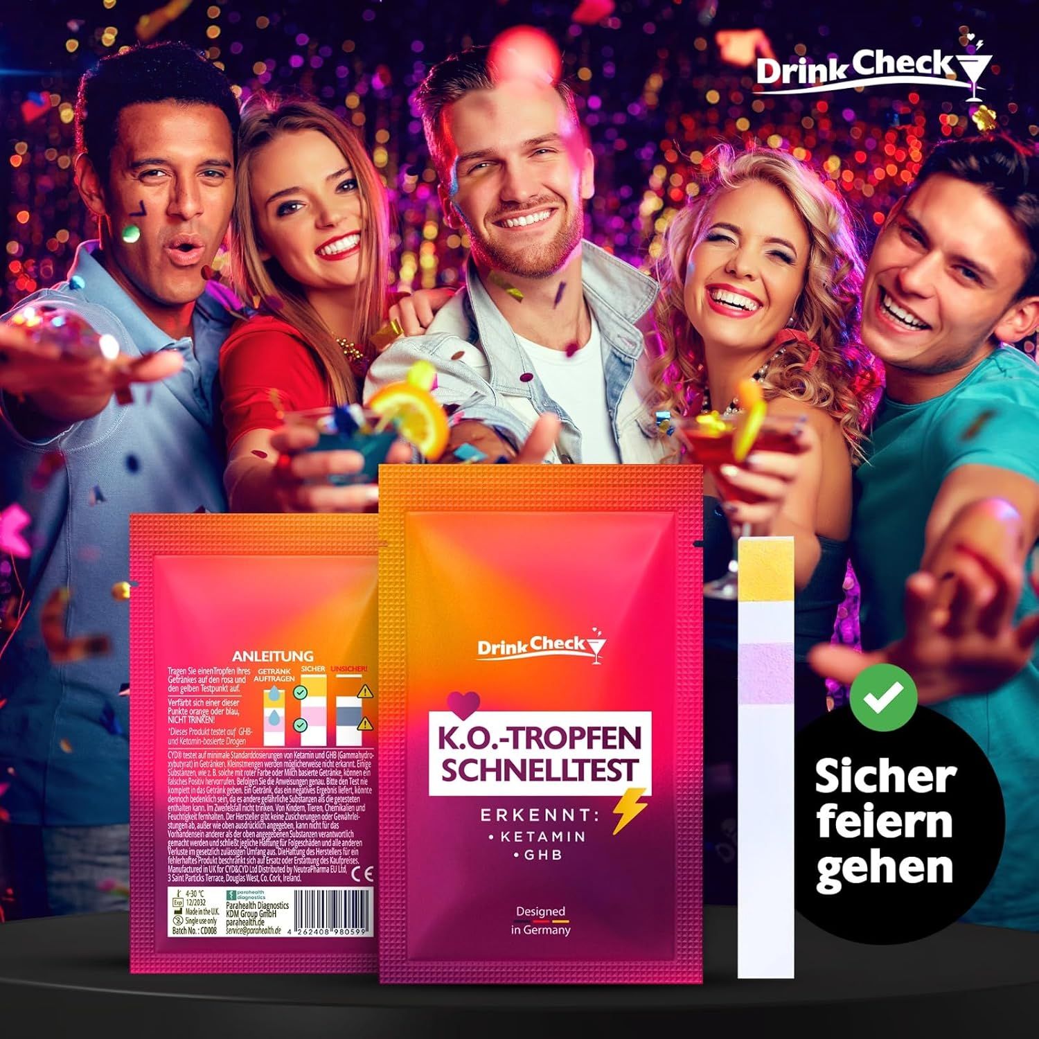 DrinkCheck K.O. Tropfen Schnelltest zur Erkennung von Ketamin und GHB